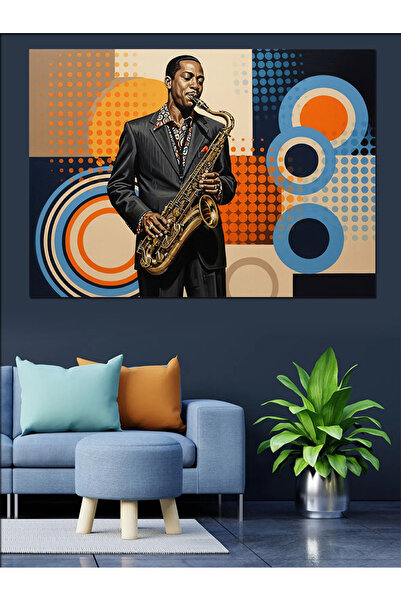 KanvasSepeti albastru cobalt afon Çalan Pictură în ulei de înaltă calitate te...