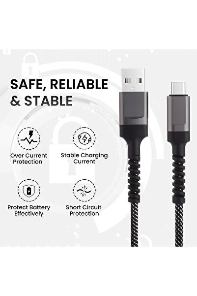 Microdigit USB-C to USB-C Cable, Kevlar Braided, 35kg Strength, 5V/2A Charging & Data Sync