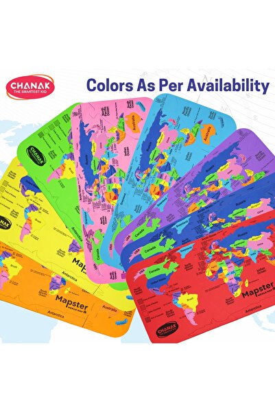 Chanak Mapster World Map Puzzle for Kids | 61 Foam Countries, Flags & Stickers, Educational Toy