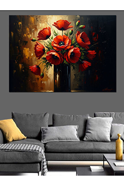 KanvasSepeti Pictură în ulei de înaltă calitate într-o vază d texturat Canvas...