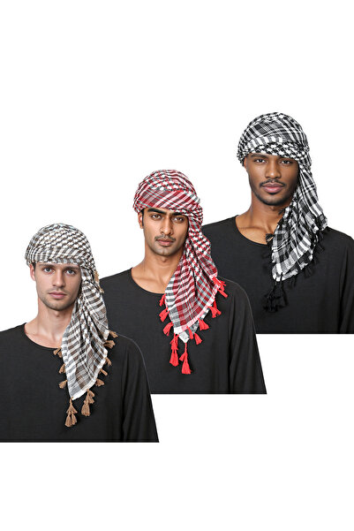 JInsh Men Ramadan Traditional Costume Head Scarf Outdoor Windproof Musilim Sc...