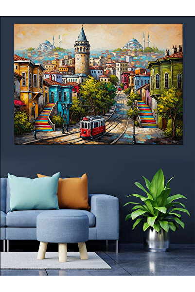 karizmart İstanbul Şehir Manzarası Dekoratif Kanvas - Mdf Ahşap Tablo