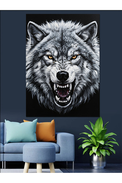 KanvasSepeti Blue Eyed Vahşi Pictură în ulei de înaltă calitate texturat Canv...