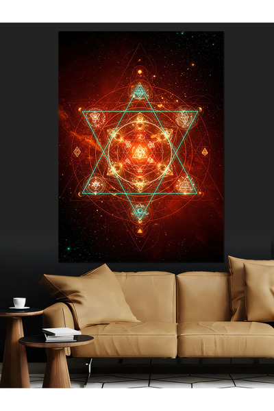 KanvasSepeti Roșu Geometric Pictură în ulei de înaltă calitate texturat Pânză...