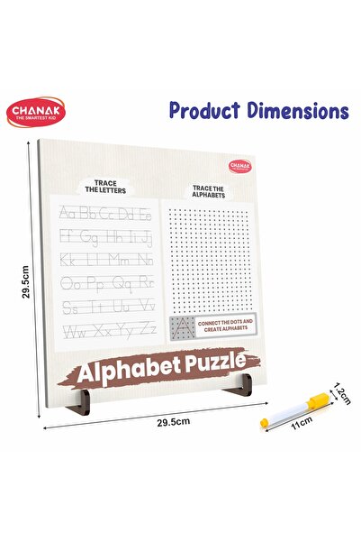 Chanak 3-in-1 Wooden Alphabet Learning Board for Kids | Tracing, Dot-to-Dot & Maze Puzzle