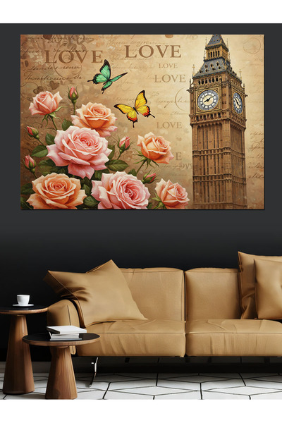 KanvasSepeti Fluturi, Trandafiri Pictură în ulei de înaltă calitate texturat ...