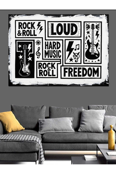 Artmeg Hard Rock Loud Power Banner decorativ din pânză - Masă din lemn MDF