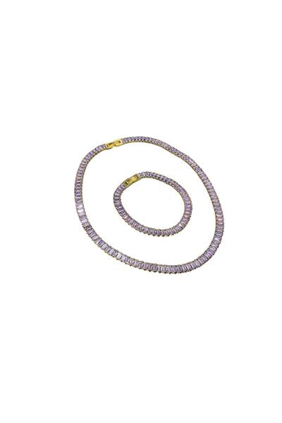 Ajoy Deco Store Viola Blocks Necklace & Bracelet Tennis Set