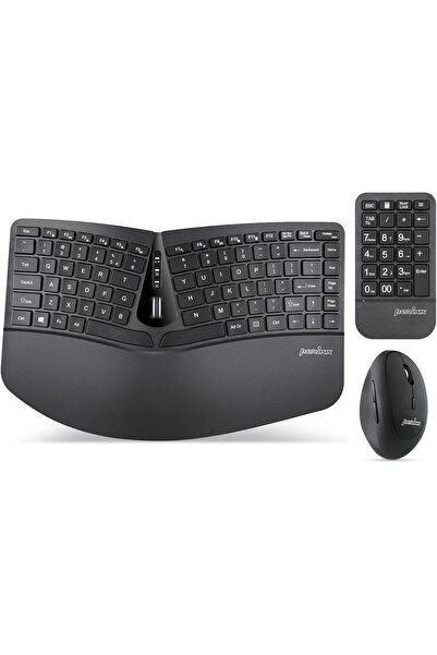 Perixx PERIDUO-606A 3-in-1 Wireless Compact Ergonomic Keyboard with Vertical Mouse & Numeric Keypad