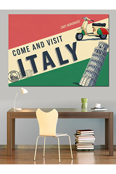 Artmeg Visit Italy Postcard Decorative Canvas - Mdf Wood Painting