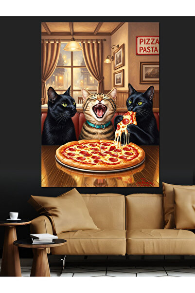 KanvasSepeti Pizza Yiyen High-quality oil painting texturat Canvas Canvas Tab...