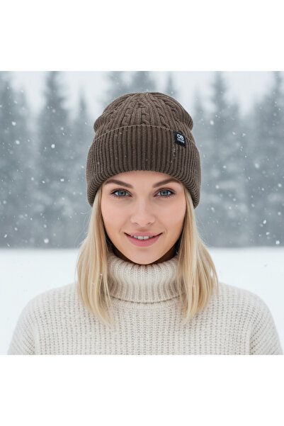 SELLGIFT Caciula Unisex Beanie - Bleumarin / Maro Inchis