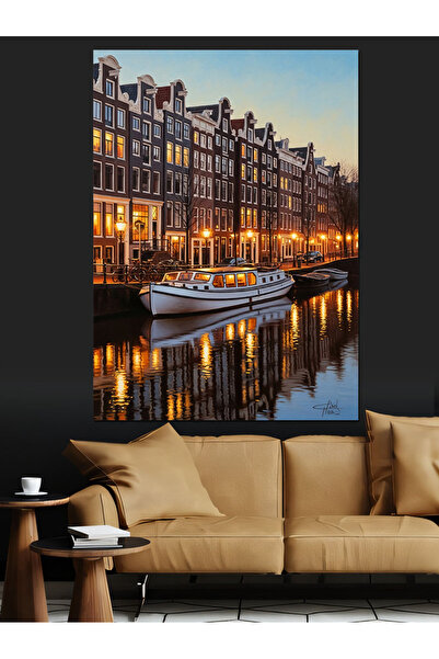 KanvasSepeti Canalul Veneției Pictură în ulei de înaltă calitate texturat Can...