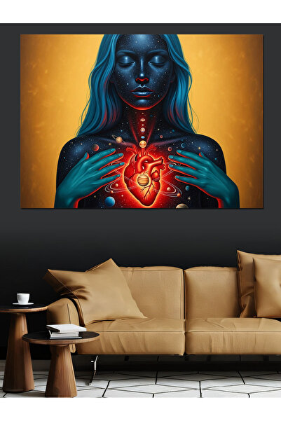 KanvasSepeti Mavi Tenli Femeie Pictură în ulei de înaltă calitate texturat Pâ...