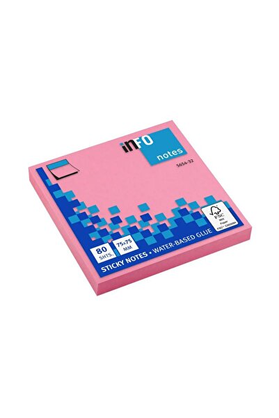 INFO NOTES 75X75 mm Adhesive Note Paper Bright Pink 80Y