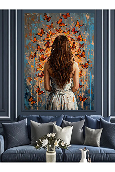 KanvasSepeti Întors pe spate cu păr Pictură în ulei de înaltă calitate textur...