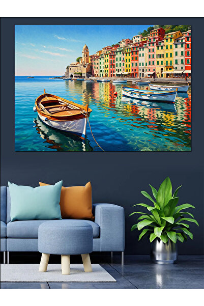 KanvasSepeti Pictură în ulei de înaltă calitate în orașul italian d texturat ...