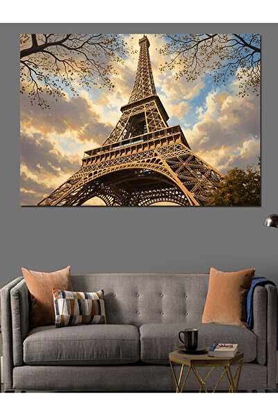 Tablo Mega Eyfel Kulesi Sepya Tonları Alt Çekim Dekoratif Kanvas - Mdf Ahşap Tablo