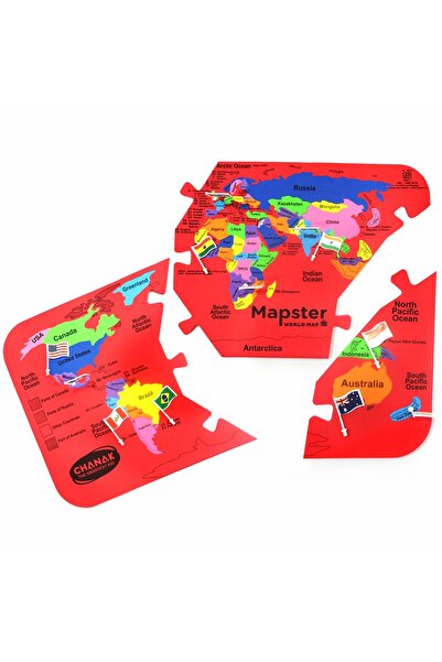 Chanak Mapster World Map Puzzle for Kids | 61 Foam Countries, Flags & Stickers, Educational Toy
