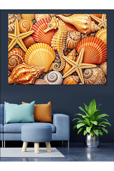 KanvasSepeti Sea Shells Pictură în ulei de înaltă calitate texturat Canvas Ca...