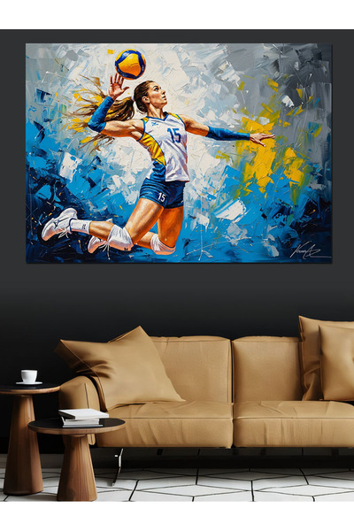 KanvasSepeti Volei Jocuri pictate în ulei de înaltă calitate texturat Pânză P...