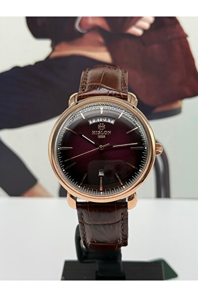 Hislon RETRO DERİ KAYIŞLI ROSE GOLD ERKEK KOL SAATİ 5 ATM SU GEÇİRMEZ 3 YIL G...