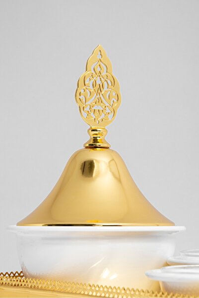 Bin Shihon Dates, glass, and rectangular golden tray