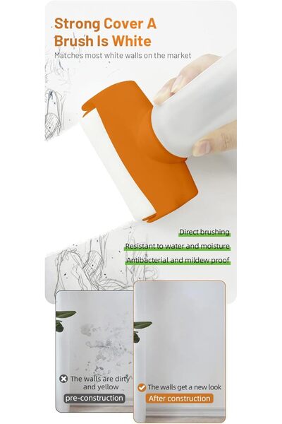 AZONEE فرشاة دهان الجدران الأسطوانية 500 جرام، طلاء أبيض للترميم مع فرشاة أسط...