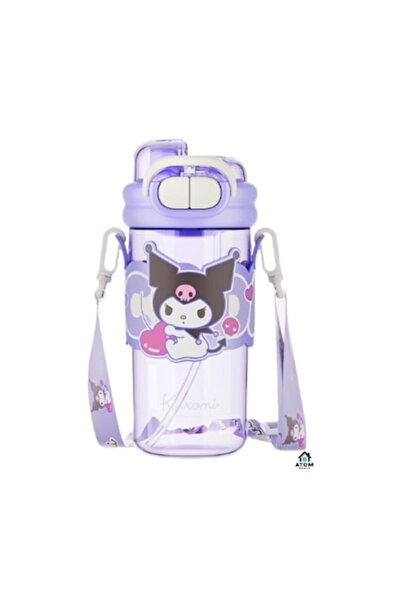 ATOM DEALS Sticlă de apă pentru copii, Kuromi Design, 510 ml, pai dublu/gură ...