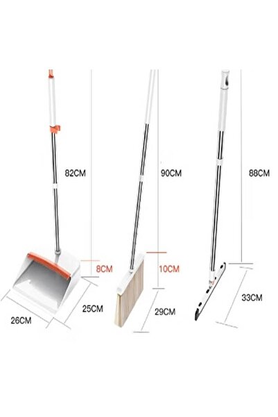 NKX Set of 2 Compact Long Handle Upright Dustpan ,Broom Sweep and Wet Floor Mop