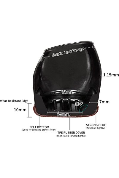 AZONEE 5Pcs Wheel Stoppers for Rolling Furniture Feet, 2 Inch Felt Caster Cups, Anti-Scratch, Black