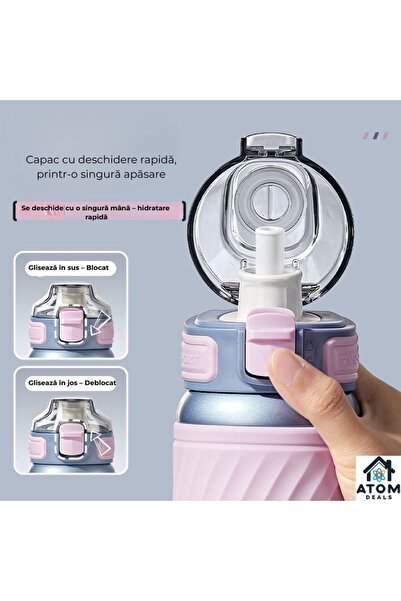 ATOM DEALS Termos din oțel inoxidabil de 500 ml, auriu șampanie, cu pereți dubli izolați în vid