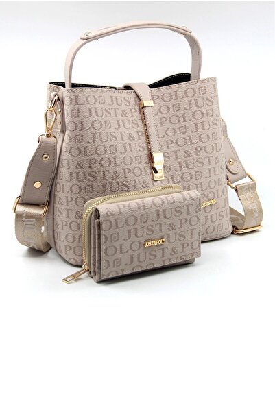 Just Polo 3-Compartment Women's Hand and Shoulder Bag and Wallet Combination with Lock Detail