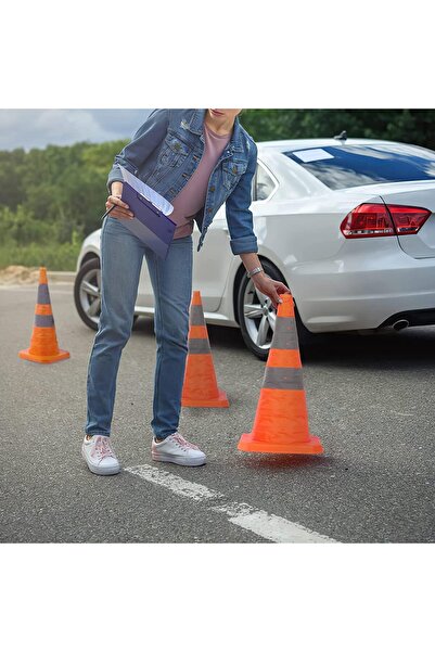 AZONEE 28" Collapsible Traffic Safety Cone - Pop-Up with LED & Reflective Collar