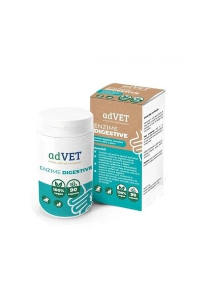 VET Digestive Enzymes Supplement for Dogs and Cats, adVET, 90 Capsules