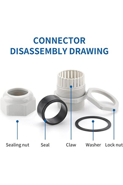 Generic LISTENJIALE Cable Gland Kit 50PCS PG7-19 Waterproof Adjustable 3-16mm (White)