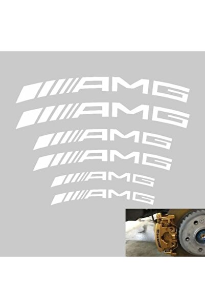 MAF Σετ 6 αυτοκόλλητων Mercedes AMG για δαγκάνες, λευκό
