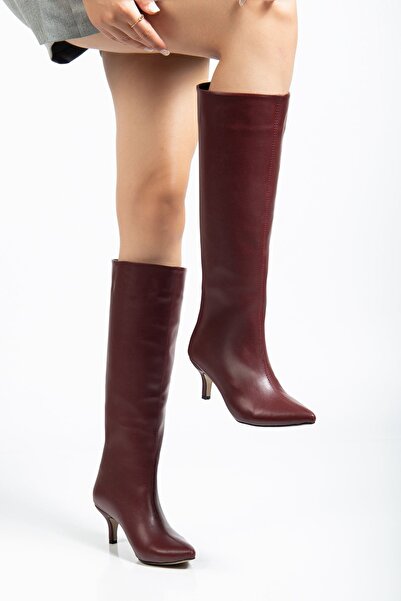 Budi Syt-2025 Burgundy Leather Casual Women's Boots