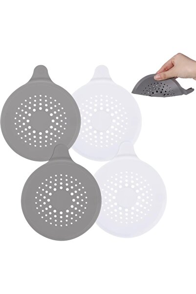 MAKINGTEC Shower Drain Hair Catcher — 4 Pc Silicone Drain Protector with Suction Cups for Sink, Bathtub, Kit
