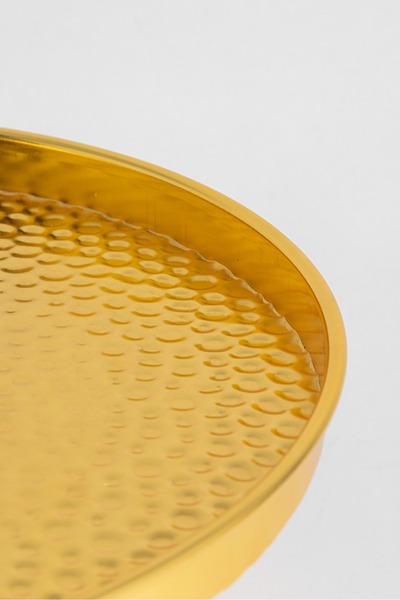 Bin Shihon A dessert serving tray with a wooden base and a gold frame.