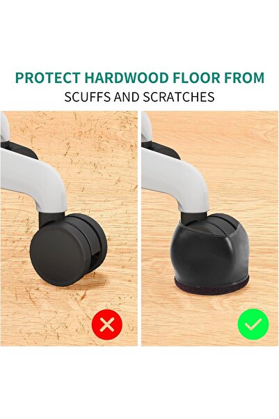 AZONEE 5Pcs Wheel Stoppers for Rolling Furniture Feet, 2 Inch Felt Caster Cups, Anti-Scratch, Black