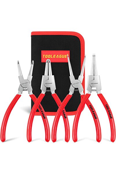 TOOLEAGUE طقم كماشة حلقية سناب مكون من 4 قطع، كماشة حلقية داخلية/خارجية مقاس ...