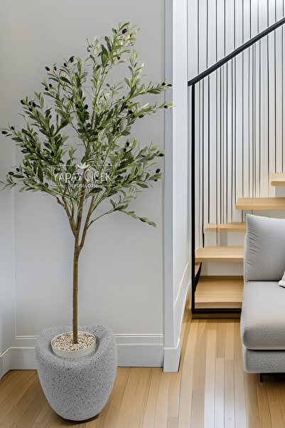 Yapay Çiçek Deposu Yapay Ağaç Dinazor Yumurtası Saksıda Zeytin Ağacı 195 cm G...