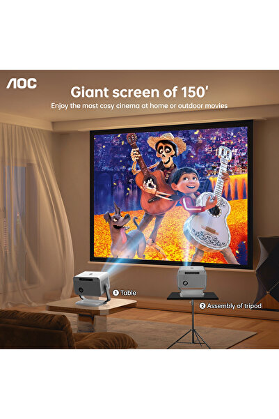 Aoc 300" Display Projector, 12000 Lumens, Full HD 1080P with 4K HD Support