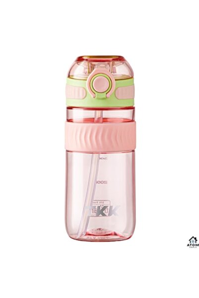 ATOM DEALS Tritan Bottle 550 ml BPA Free - Pink Lime, Leakproof, Reusable