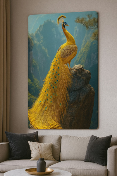 BLT DİZAYN Peacock Glass Painting-Pink-Yellow-Blue Color Option