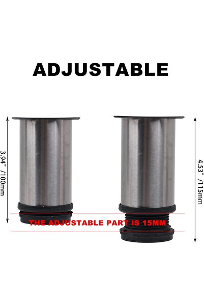 BQLZR Stainless Steel Adjustable Furniture Legs 104mm Pack of 4