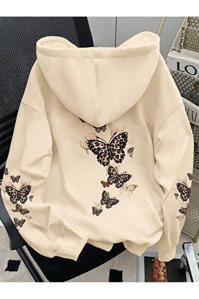 LORVANIY سترة Kelebek مطبوع بغطاء رأس – أسلوب الشارع الكاجوال، قصة مريحة