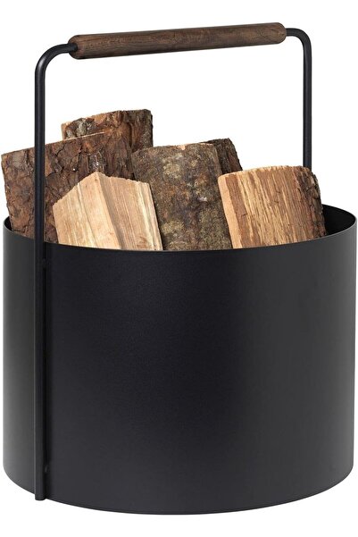 SOMINECO Kızıl Meşe Saplı Odun Metal Odunluk Sepet