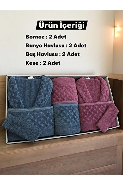 Bella Home 8 Piece Wicker Family Bathrobe Set - Dowry Set - 100% Cotton - Original Luxury Box